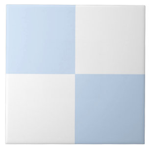 Blue White Checker Pattern Ceramic Tile