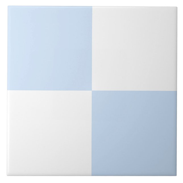 Blue White Checker Pattern Ceramic Tile (Front)