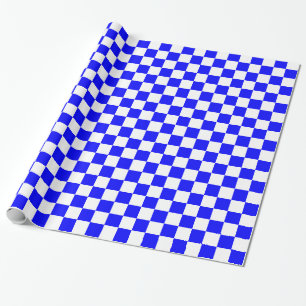 Blue, white checkerboard squares wrapping paper