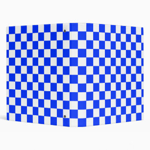Blue White Checkered Check Pattern 3 Ring Binder