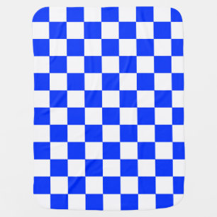 Blue White Checkered Check Pattern Baby Blanket