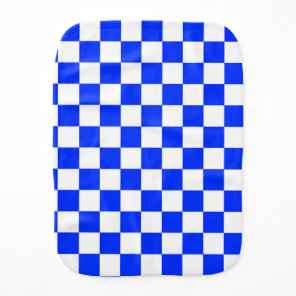Blue White Checkered Check Pattern Baby Burp Cloth