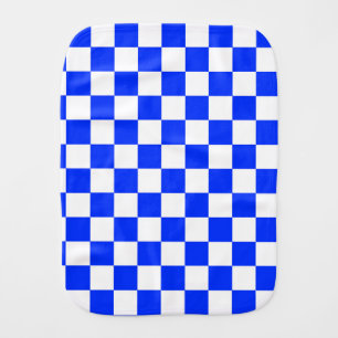Blue White Checkered Check Pattern Baby Burp Cloth