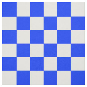 Blue White Checkered Check Pattern Fabric