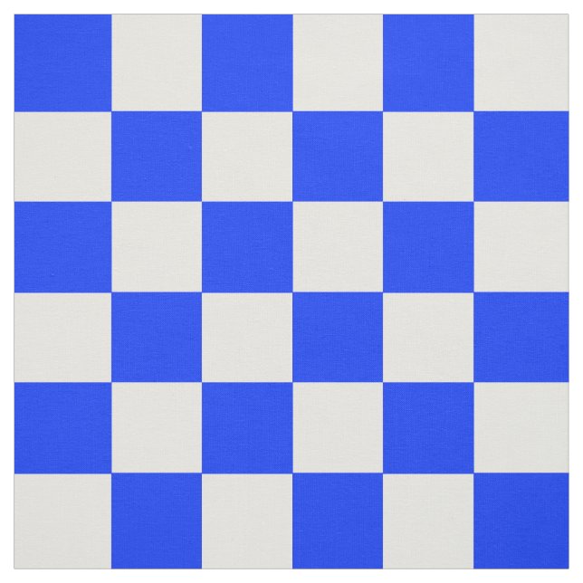 Blue White Checkered Check Pattern Fabric (Swatch)