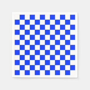 Blue White Checkered Check Pattern Napkins
