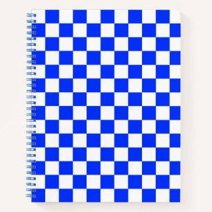 Blue White Checkered Check Pattern Notebook
