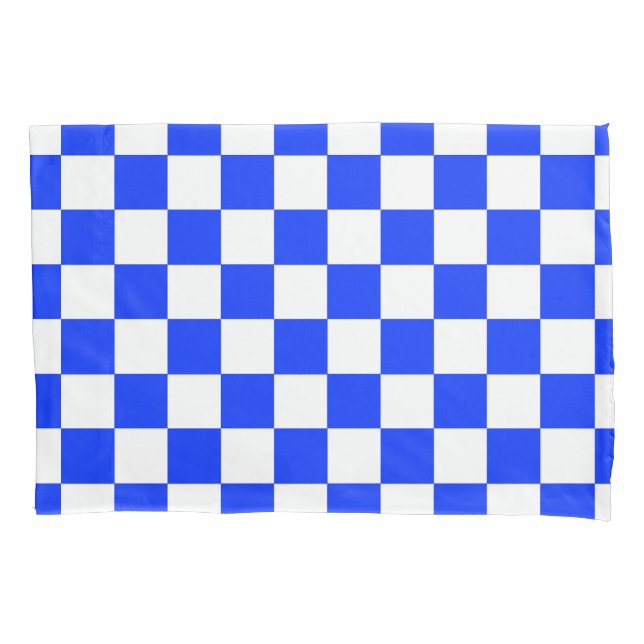 Blue White Checkered Check Pattern Pillow Case (Front)