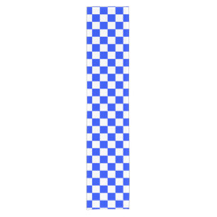 Blue White Checkered Check Pattern Short Table Runner