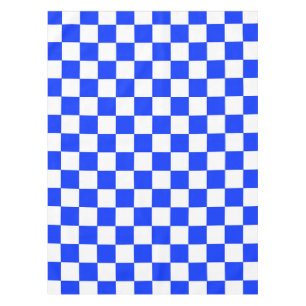 Blue White Checkered Check Pattern Tablecloth