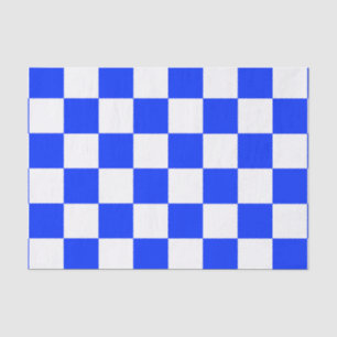 Blue White Checkered Check Pattern Tissue Paper