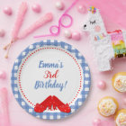 Blue & White Checkered Gingham Red Shoes OZ Party