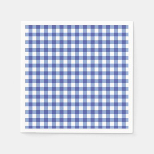 Blue  White Checkered Gingham Squares OZ Party Napkins