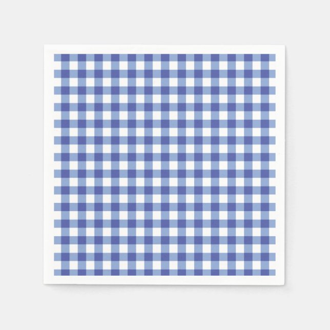 Blue & White Checkered Gingham Squares OZ Party Napkins (Front)