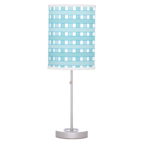 Blue White Checkered Plaid Pattern Table Lamp