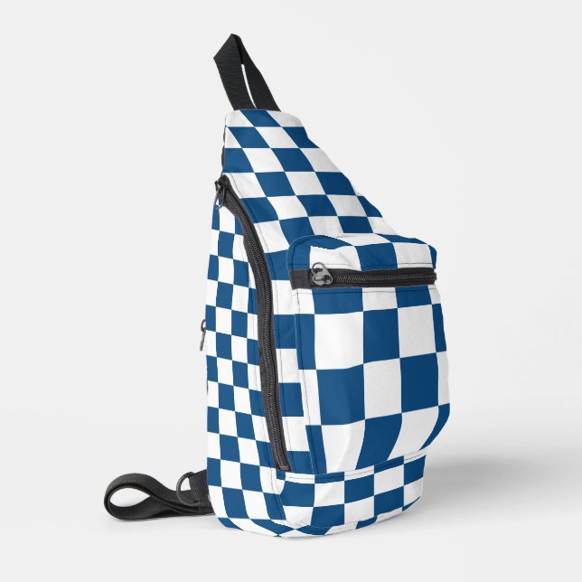 Blue White Checkered Sling Bag (Left Corner)