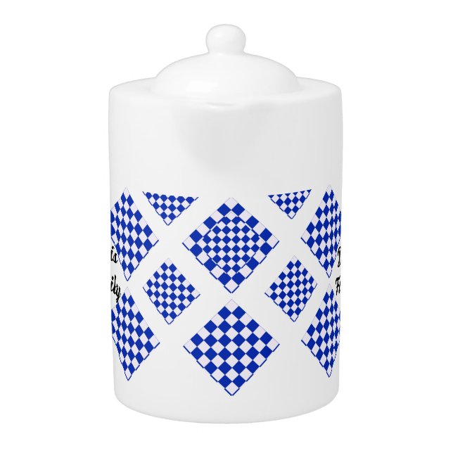 Blue White Checkered Teapot (Front)