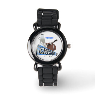 Blue & White Cheerleader's Megaphone Custom Watch