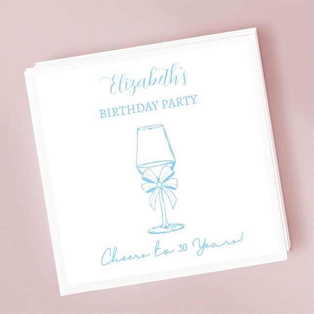 Blue & White Cheers to 30 years Birthday Napkins (Creator Uploaded)