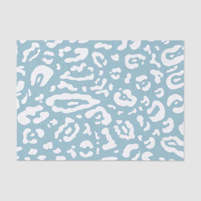 Blue & White Cheetah Leopard Animal Print Party  Tissue Paper (Front)