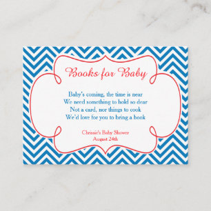 Blue & White Chevron Baseball Baby Book Request Enclosure Card