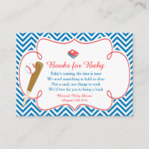 Blue & White Chevron Baseball Baby Book Request Enclosure Card