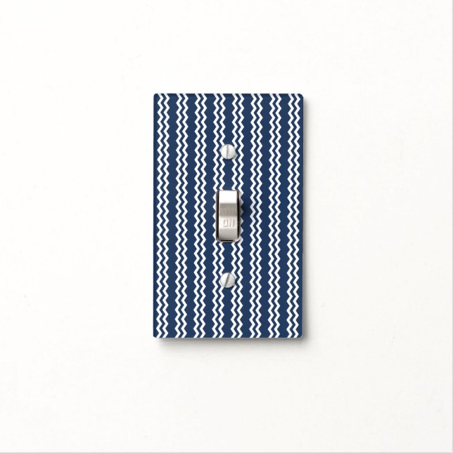 Blue&White Chevron Design - Light Switch Cover (In Situ)