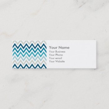 Blue White Chevron Geometric Designs Color Mini Business Card by SharonaCreations at Zazzle