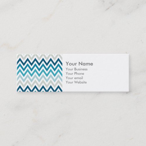 Blue White Chevron Geometric Designs Color Mini Business Card