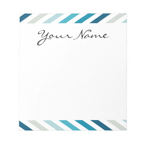 Blue White Chevron Geometric Designs Color Notepad