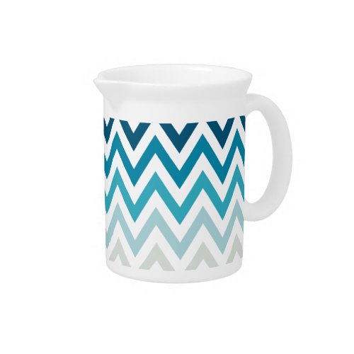 Blue White Chevron Geometric Designs Color Pitcher