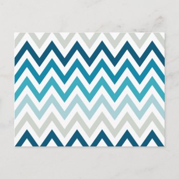 Blue White Chevron Geometric Designs Color Postcard by SharonaCreations at Zazzle