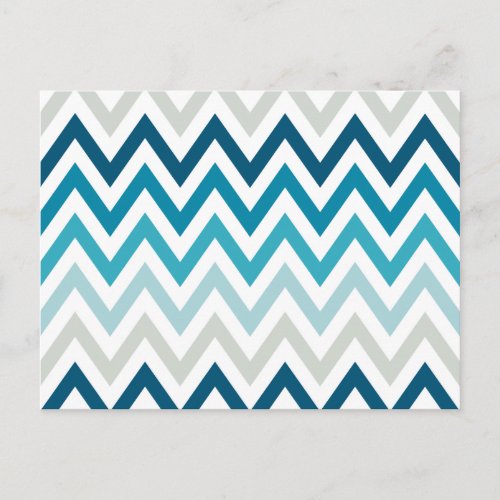 Blue White Chevron Geometric Designs Color Postcard