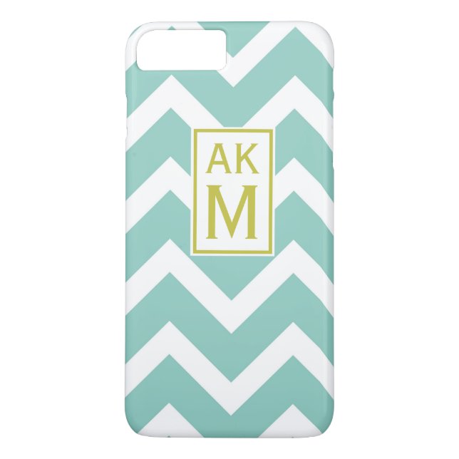 Blue & White Chevron Monogram iPhone 7 Plus Case (Back)