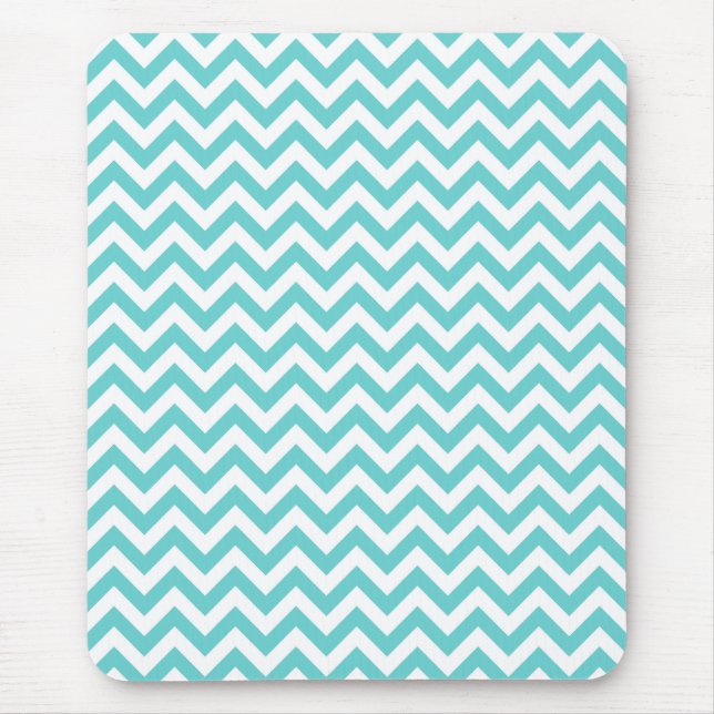 Blue White Chevron Pattern Mouse Pad (Front)