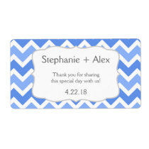 Blue & White Chevron Water Bottle - customize it! Label