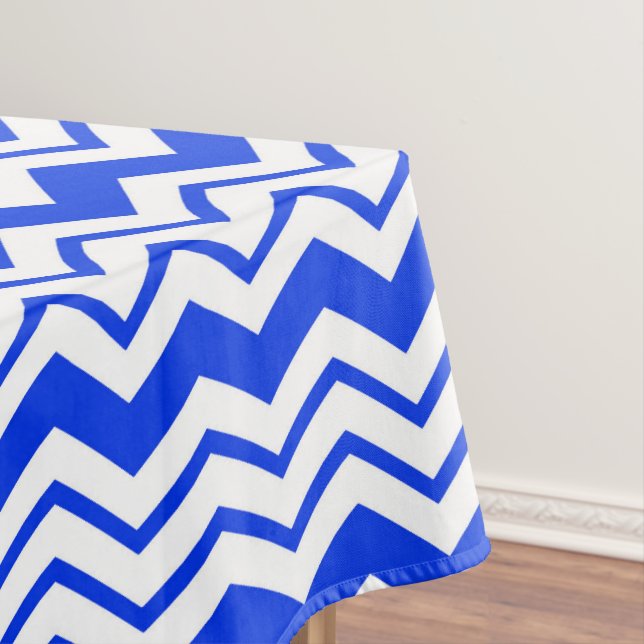 Blue White Chevron Zigzag Pattern Design  Tablecloth (In Situ)