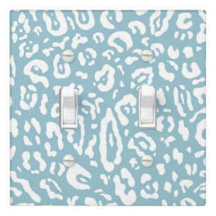 Blue & White Chic Cheetah Leopard Animal Print   Light Switch Cover