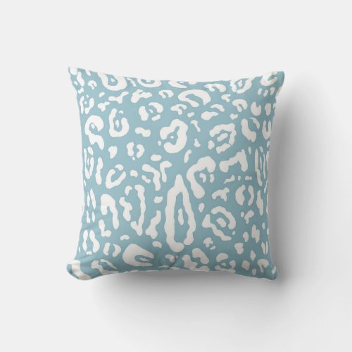 Blue  White Chic Cheetah Leopard Animal Print   Throw Pillow