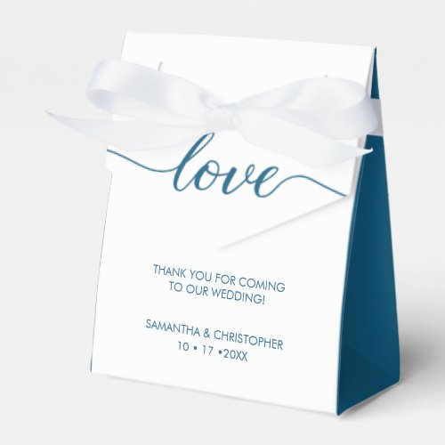 Blue White Chic  Elegant Love Wedding ScrIpt Favor Boxes