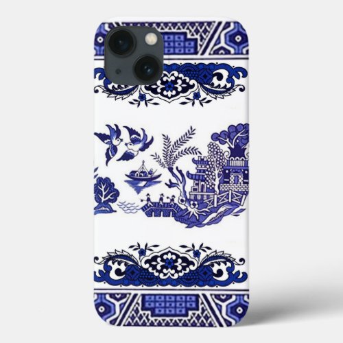 Blue  White China Blue Willow Design iPhone 13 Case