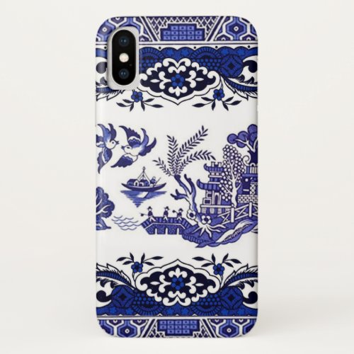 Blue  White China Blue Willow Design iPhone X Case