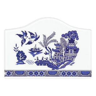 Blue & White China Blue Willow Design Door Sign