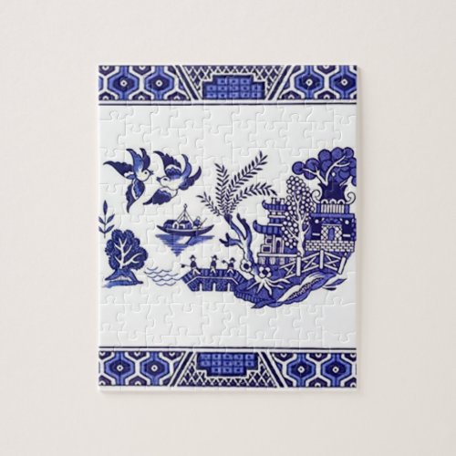 Blue  White China Blue Willow Design Jigsaw Puzzle