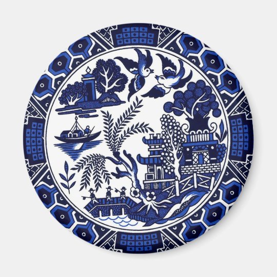 Blue White China Willow Design Magnet Zazzle