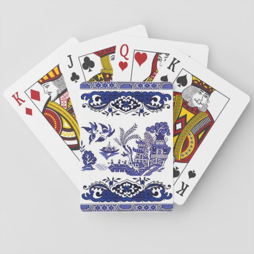 Blue  White China Blue Willow Design Poker Cards