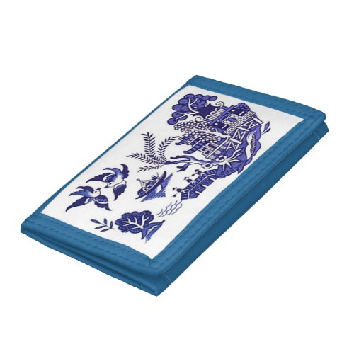 Blue  White China Blue Willow Design Trifold Wallet