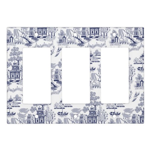 Blue  White China Blue Willow Design v1 Light Switch Cover