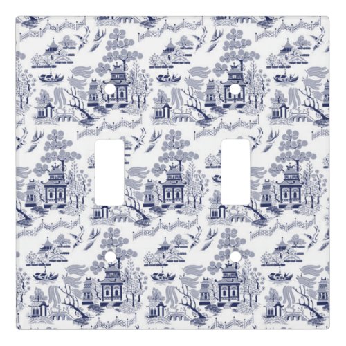 Blue  White China Blue Willow Design v1 Light Switch Cover