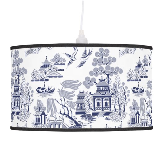 Blue & White China Blue Willow  Pendant  Lamp (Right)